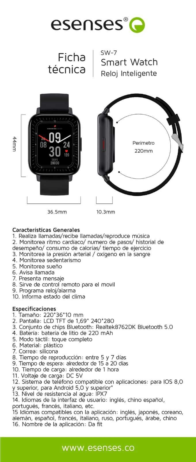 Smart Watch Reloj Inteligente esenses SW7
